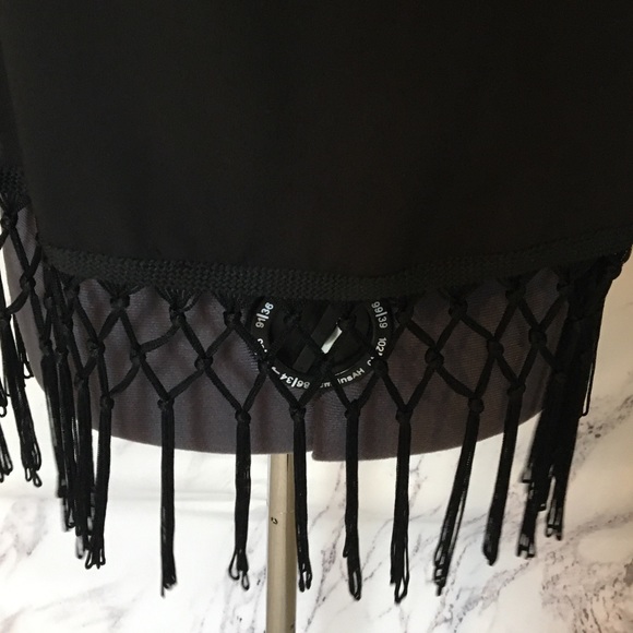NWOT Macy's Black Top w Tassels Size M - Picture 3 of 4